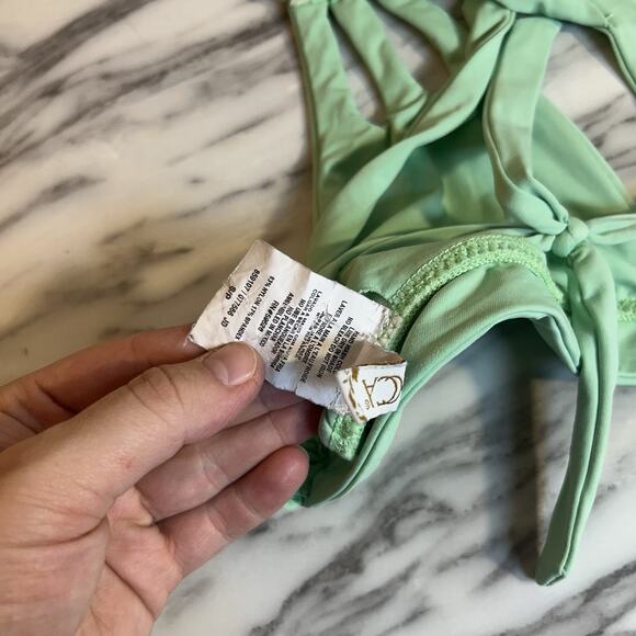 Becca Mint Green Bikini Top Size S Strappy Tie Back Bathing Suit - Picture 4 of 5